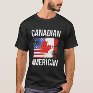 Cute Canada Day Canadian American Canadian Us Flag T-Shirt