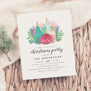 Cute Candles Family Christmas Holiday Party Invitation Postcard