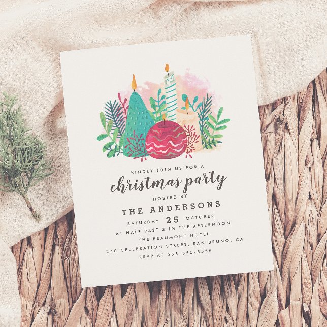 Cute Candles Family Christmas Holiday Party Invitation Postcard (Creator Uploaded)