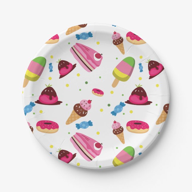 Cute candy and sweet coloured pattern paper plate (Front)