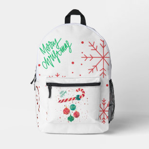 Cute Candy Cane and Christmas Ornaments Holiday Printed Backpack