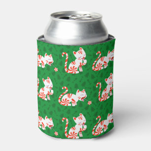 Cute Candy Cane Cat Can Cooler