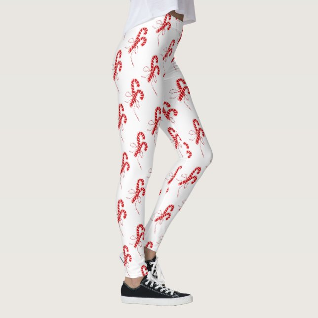 Cute Candy Cane Christmas Leggings (Right)