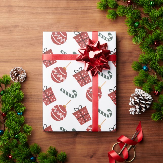 Cute Candy Cane Gift Box Christmas Wrapping Paper (Holiday Gift)
