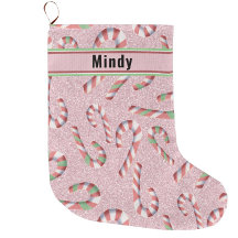 Cute Candy Cane Pink Glitter Personalise Custom