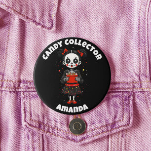Cute Candy Collector Skeleton Girls Halloween 7.5 Cm Round Badge