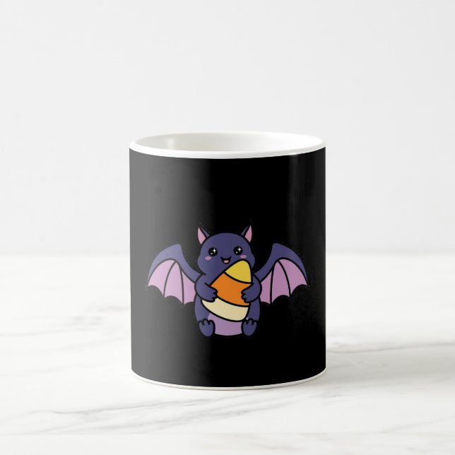 Cute Candy Corn Bat Halloween Mug (Center)