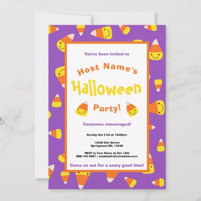 Cute Candy Corn Halloween Party Invitation (Front)