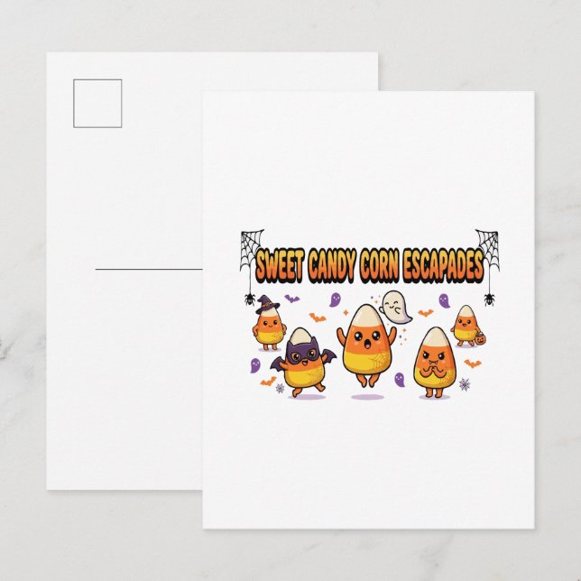  Cute Candy Corn Halloween Party Invitation Postcard (Front/Back)
