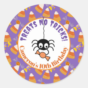 Cute Candy Corn Kids Halloween Party Spider Classic Round Sticker