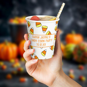 Cute Candy Corn Pattern Halloween Party Paper Cups