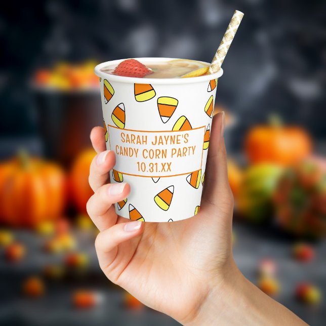 Cute Candy Corn Pattern Halloween Party Paper Cups (Hooray for candy corn season! If you're having a Halloween party, these are your paper cups.)