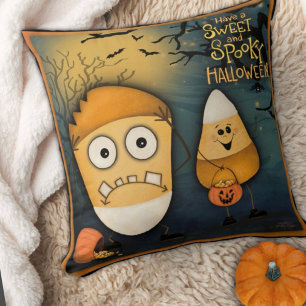 Cute, Candy Corn Sweet and Spooky Halloween  Cushion