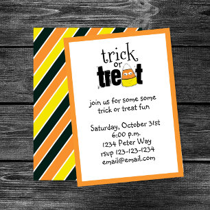 Cute Candy Corn Trick or Treat Halloween Party The Invitation
