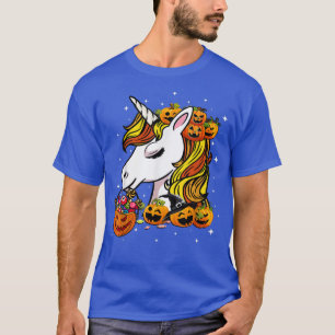 Cute Candy Corn Unicorn Halloween Pumpkin Men Wome T-Shirt