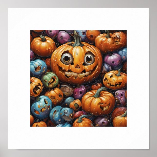 Cute Candy Halloween Pumpkin Poster (Front)