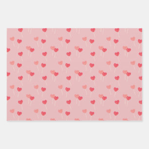 Cute Candy Heart Wrap Paper Flat Sheet Set of 3
