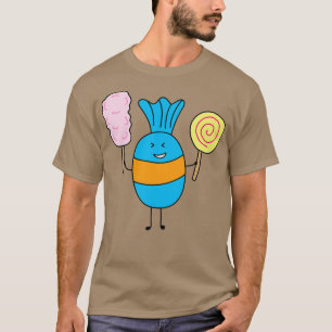Cute Candy Holding Lollipop And Cutton Candy  T-Shirt