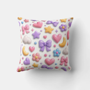 Cute Candy Pastel Icons Pattern Cushion