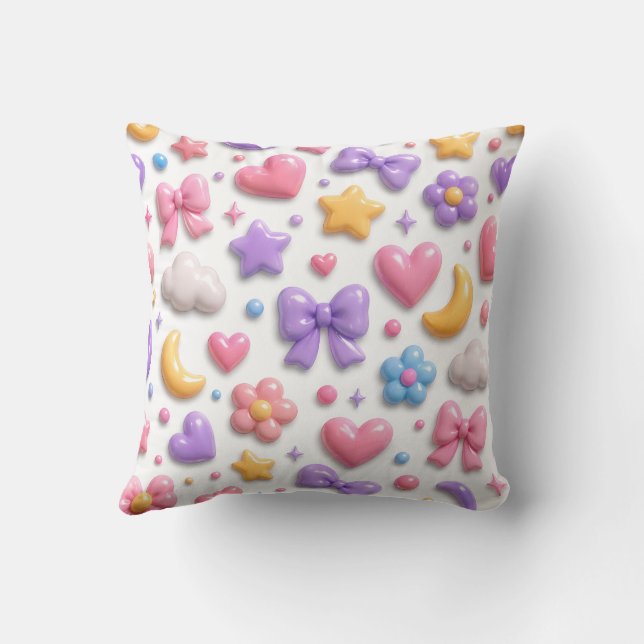 Cute Candy Pastel Icons Pattern Cushion (Back)