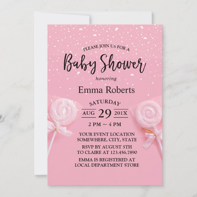 Cute Candy Pastel Pink Baby Shower Invitation (Front)