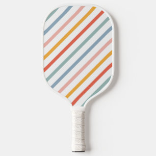 Cute Candy Striped Diagonal Pickleball Paddle
