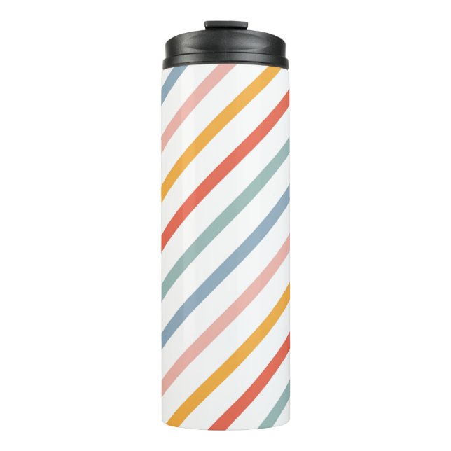Cute Candy Striped Diagonal Thermal Tumbler (Front)