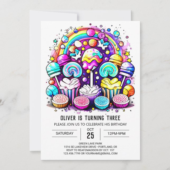 Cute Candy Sweet Chocolate Birthday Invitation (Front)