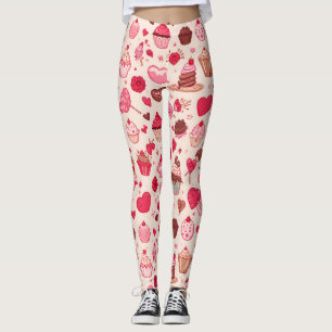 Cute Candy & Sweets Valentine Seamless Pattern Leggings