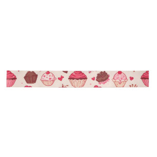 Cute Candy & Sweets Valentine Seamless Pattern Satin Ribbon