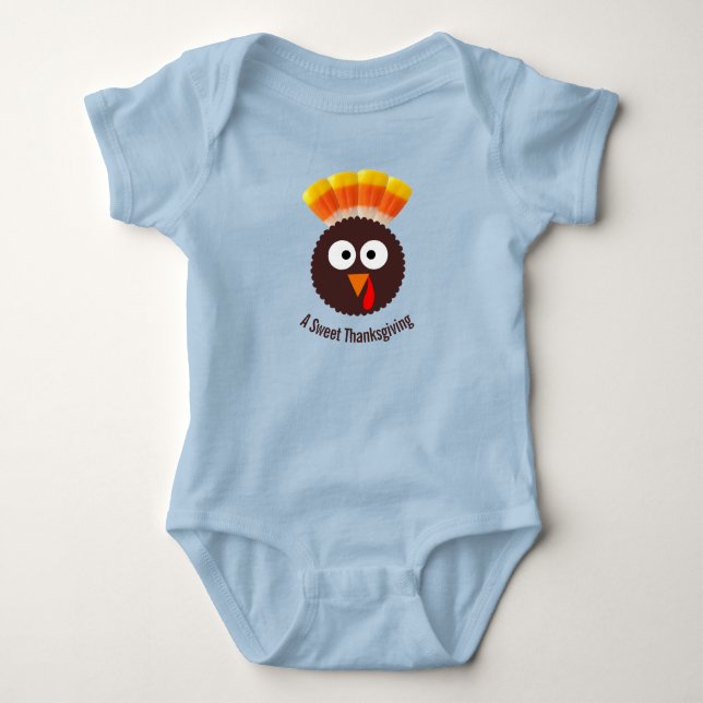 Cute Candy Thanksgiving Turkey Baby Bodysuit (Front)