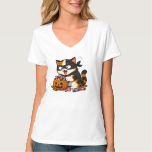 Cute Candy Thief Calico Cat T-Shirt