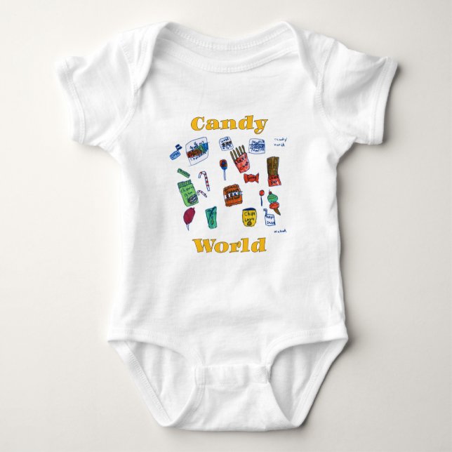 Cute Candy World Sweet Drawing by Waleed Kids Art Baby Bodysuit (Front)