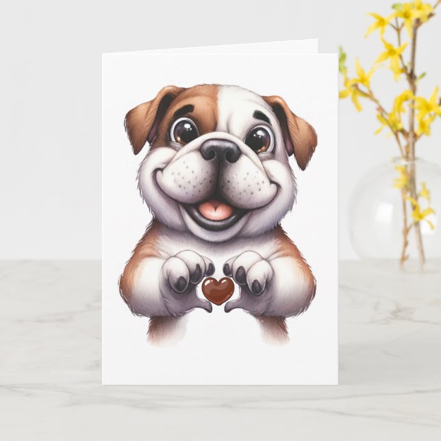 Cute Canine Love Card (Yellow Flower)