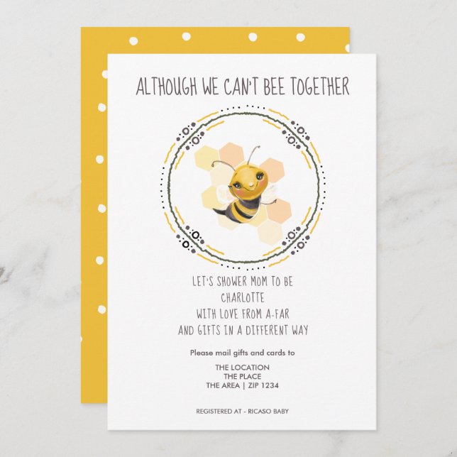 Cute Cant Be Together Baby Shower by Mail Invitation (Front/Back)