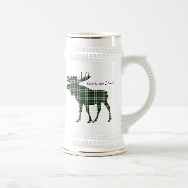 Cute Cape Breton Island moose tartan beer stein (Right)