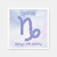Cute Capricorn Sign Custom Purple Birthday Party
