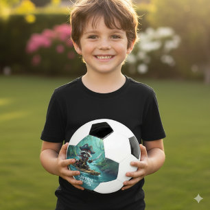Cute Captain Racoon Rafting Down the River Soccer Ball