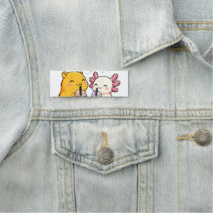 Cute Capybara and Axolotl Bubble Tea PNG Kawaii Name Tag