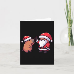 Cute Capybara And Santa Claus High Five Christmas Card