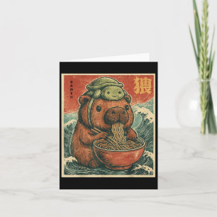 Cute Capybara And Turtle Backpack Ramen Kawaii Cap Card