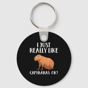 Cute Capybara Art For Men Women Kids Animal Rodent Key Ring