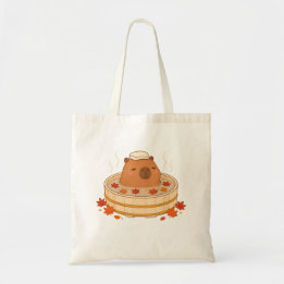 Cute Capybara Autumn Onsen Maple Leaf Tote Bag