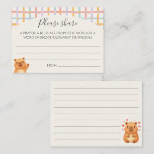 Cute Capybara Baby Shower Prayer Wishes  Advice Card