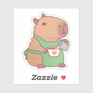 Cute Capybara Barista Making Coffee
