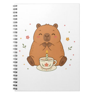 Cute Capybara Birthday Candle Teacup Notebook