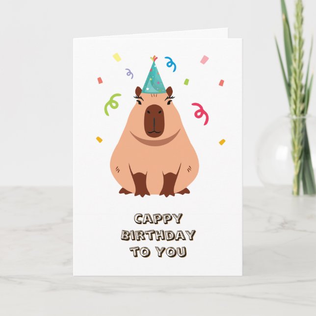 Cute Capybara Birthday Card (Front)
