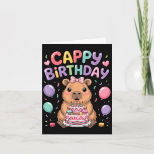 Cute capybara birthday party girl kids animal card
