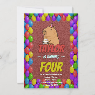 Cute Capybara Birthday Party Invitation