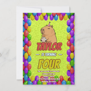 Cute Capybara Birthday Party Invitation